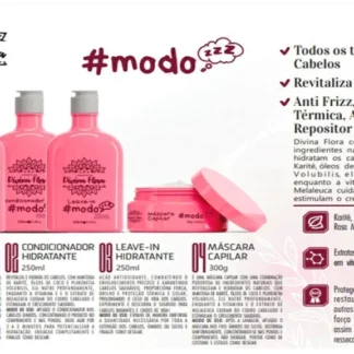 Kit Efeito Desmaia Cabelo Modo ZZZ Divina Flora - Shampoo, Condicionador, Leavie In e Mascara